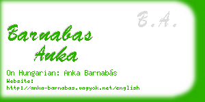 barnabas anka business card