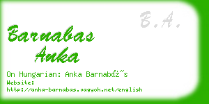 barnabas anka business card